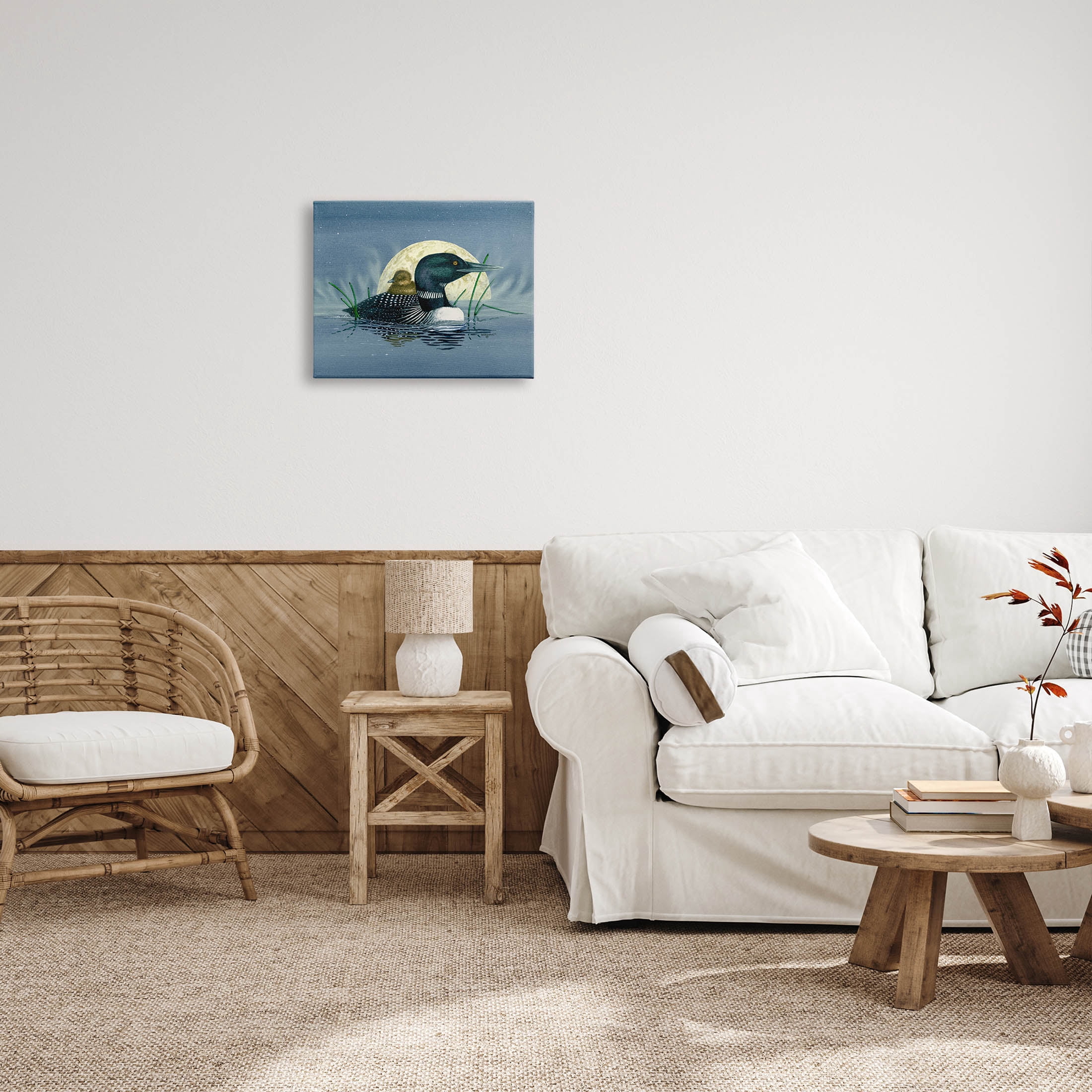 Mallard Duck Moonlit Pond Animals & Insects Graphic Art Gallery Wrapped Canvas Print Wall Art