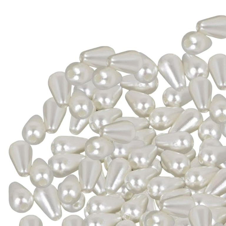 Pearl Beads, Small Smooth Glossy Craft Pearl Bead Waterdrop Loose Spacer Beads for Bracelet, Necklace, Jewelry Making , Beige 6x10mm 400pcs, Girl's