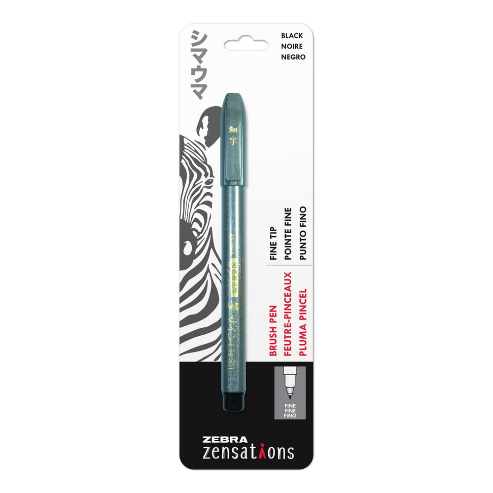 Zebra Pen Zensations Brush Pen, Fine Brush Tip, Black WaterResistant