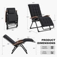 thumbnail image 2 of PURPLE LEAF Oversized Outdoor Reclining Chair Patio Zero Gravity Chaise Lounge Folding Chair with Removable Cushion Adjustable Headrest for Lawn Camping Beach Pool Black, 2 of 9