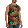 thumbnail image 2 of Uemuo Vintage Butterfly Green Pattern Men's Sleeveless T-Shirt,Muscle Athletic Tank Top, Moisture-wicking Quick-dry Breathable Classic Tee Top for Gym Run Outdoor Sports-, 2 of 8