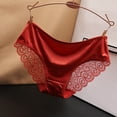 thumbnail image 2 of Women's Sexy Hollow Mesh Underwear Low Waist Seamless Satin Panties Comfortable Breathable Bow Design Triangle Top, 2 of 2