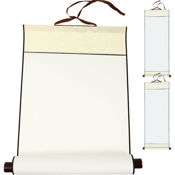 Scroll for Painting Art Wall Blank Hanging Chinese Paper Calligraphy Accessories White 3 Pcs
