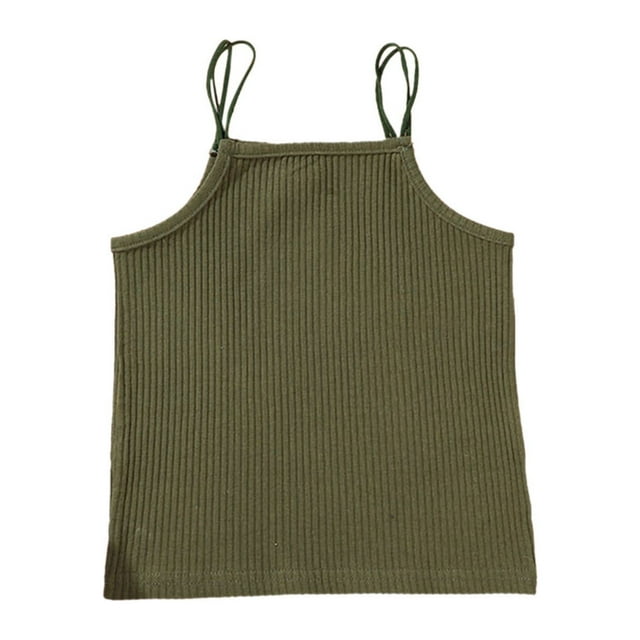 TZEWGL Casual Knit Vest Shirt For Toddler Sleeveless Ribbed Solid Straps Clothes For Infnants size 5-6T