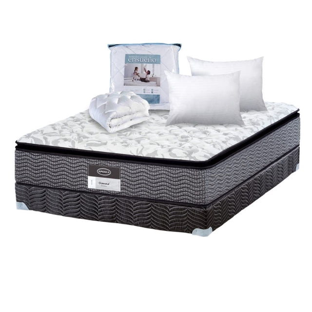 Colchon America Matrimonial Diamond + Box + Sabanas Ensueño + 2 Almohadas De Regalo