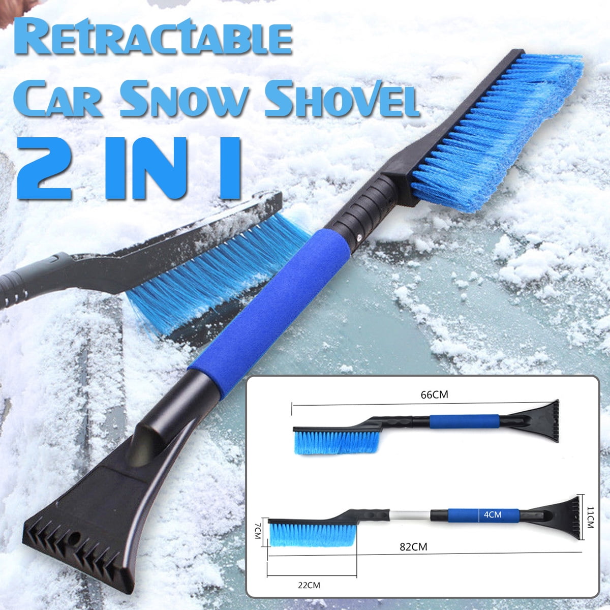 Snow Brush 2in1Extendable Ice Scraper Brush Car Windshield Snow