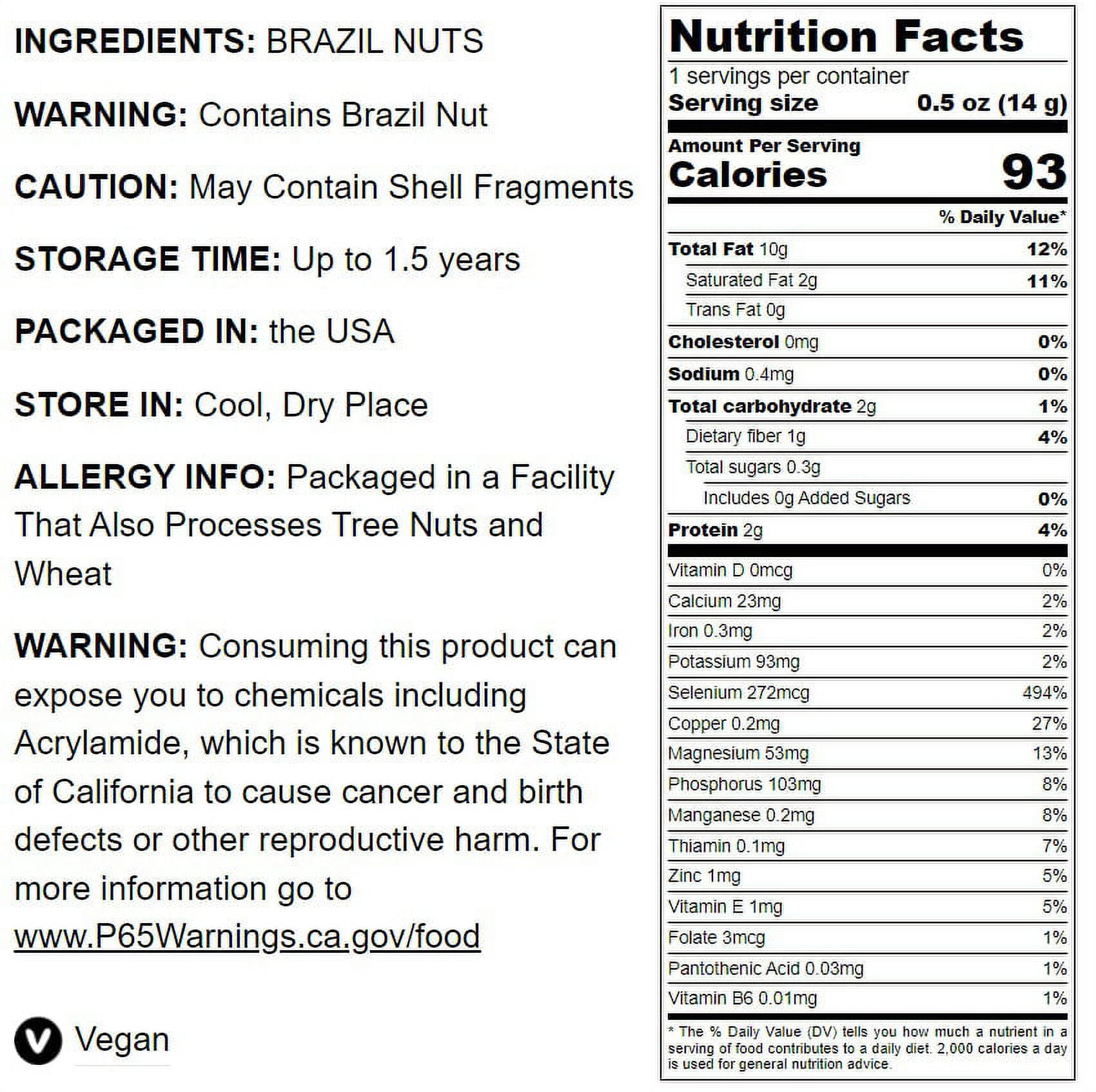 Dry Roasted Brazil Nuts, 8 Pounds — Vegan, Kosher — by Food to Live