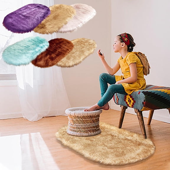 kladzum Area Rug 19.7x31.5" Large Rugs for Living Room Soft Faux Sheepskin Area Rugs for Bedroom Dining Room Non-Slip Floor Carpet Faux Rug Washable Rug