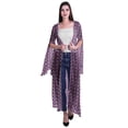 thumbnail image 1 of Moomaya Open Front Printed Georgette Shrug Slit Sleeve Beach Cover Up For Women, 1 of 5
