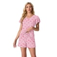 thumbnail image 6 of MINTREUS Women's Knit Pajamas Set Ruffle Sleeves Sleepwear Casual 2 Piece Pjs Soft Loungewear with Pockets, 6 of 6