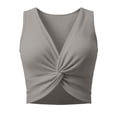 thumbnail image 3 of Women's V Neck Twist Front Sleeveless Croppped Tank Tops (Grey XXL), 3 of 4