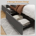 thumbnail image 4 of Bingirl Space-Saving Comfort: Queen Platform Bed Frame in Dark Grey, Fabric Upholstered with 4 Storage Drawers, No Box Spring Needed, Noise-Free Assembly, 4 of 8