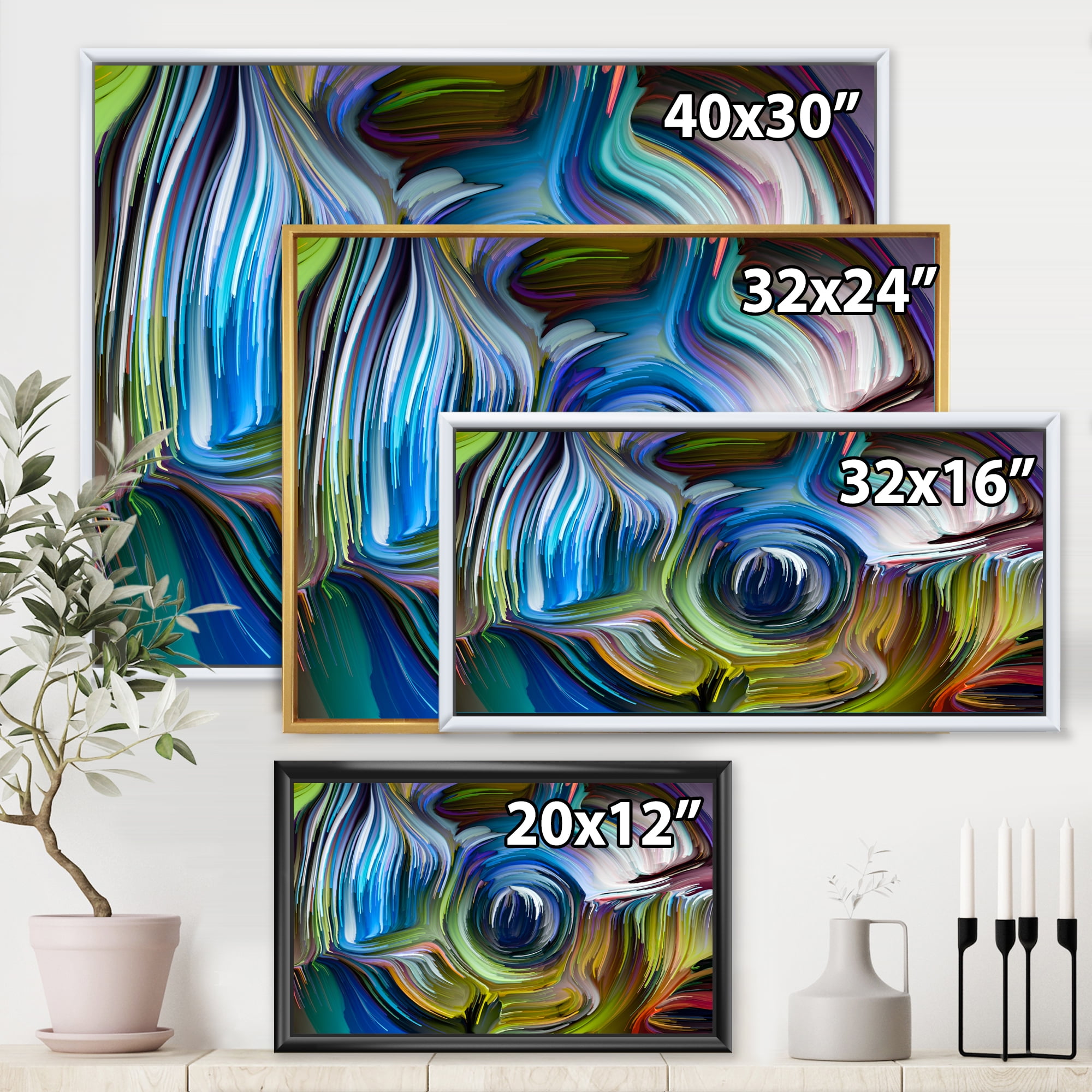 Designart 'Colour Spiral Fusion' Modern Framed Canvas Wall Art Print