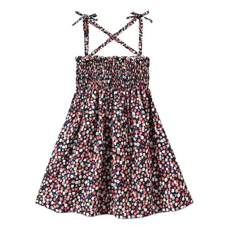 

EHTMSAK Infant Baby Toddler Child Children Kids Summer Dresses for Girl Square Neck Sleeveless Sundress Floral Dress Purple 1Y-6T 110