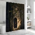 thumbnail image 6 of Vintage Country Bathroom Shower Curtains with 12 Hooks Polyester Waterproof Shower Curtain for Stalls and Bathtubs Rustic Tree Leaves Arched Door Village Decorative Bathroom Curtain 36x78 Inches, 6 of 9