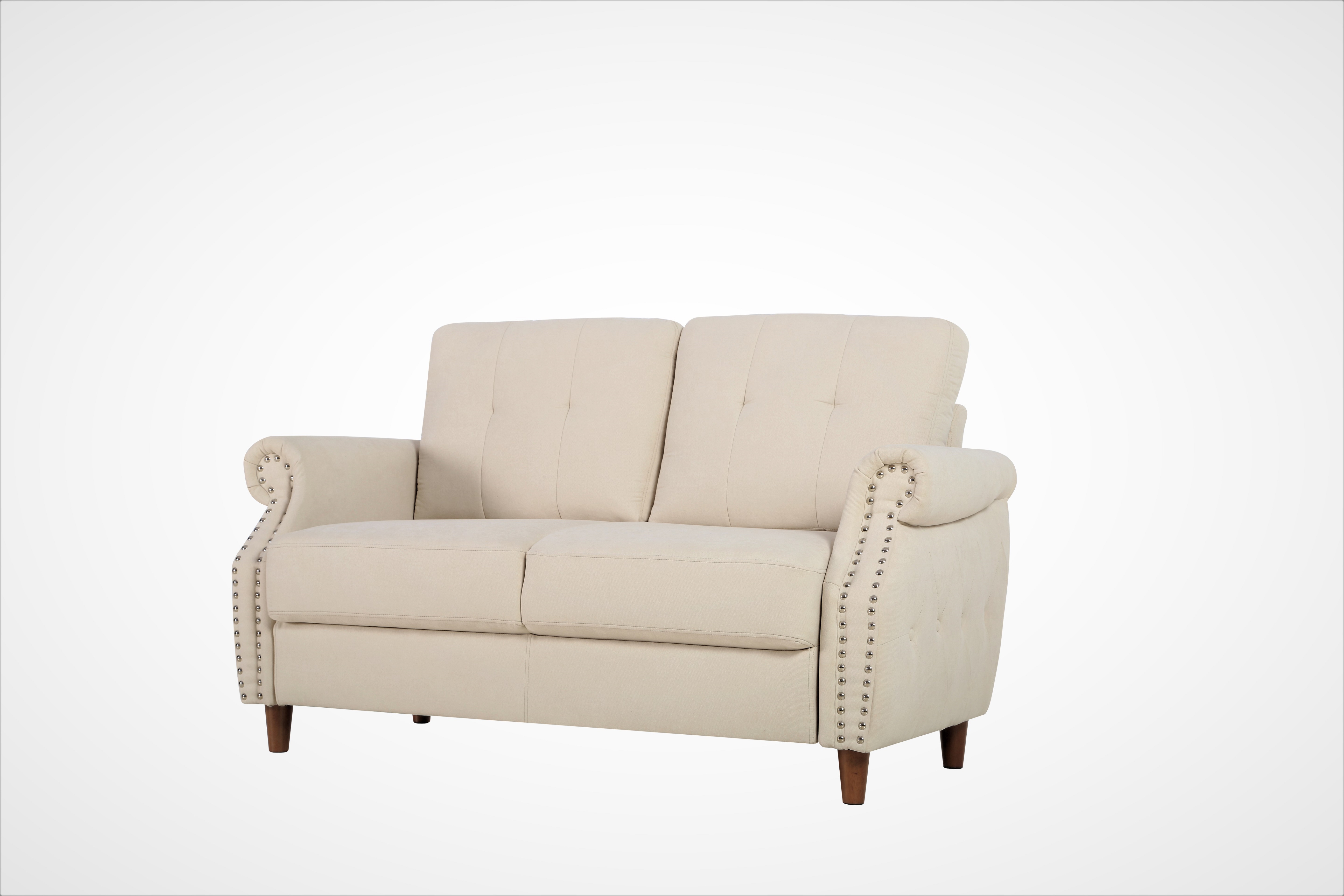 US Pride Furniture Matsuko 57.48'' Rolled Arm Polyester Loveseat , Beige