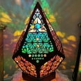 thumbnail image 1 of Lámpara de mesa con proyección de cielo estrellado y mosaico bohemio, lámpara de noche, 1 of 5