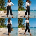 thumbnail image 6 of Linen Capri Pants Women 2026 Spring Summer Casual Lightweight Petite Elastic Waist Straight Leg Capris with Pockets Black 2XL, 6 of 7