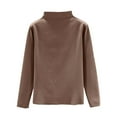 thumbnail image 4 of WTOBBY Women's Warm Fleece Base Shirt with Seamless Design, Thick Inner Layer for Insulation, Half High Neck Long Sleeve Top, Perfect for Cold Weather and Layering,Coffee L, 4 of 4