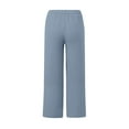 thumbnail image 5 of QATAINLAV Capris for Women Casual Comfy Linen Pants Drawstring Elastic Waist Cropped Trouser with Pockets Fashion Beach Clothes Light Blue XXL Mother's Day Gifts, 5 of 7