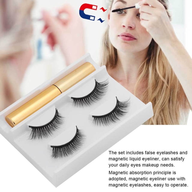 Juego De 2 Pares Magnéticos De 5 Pestañas Postizas Magnéticas, Delineador De Ojos Líquido Magnético, Extensión De Pestañas Duradera E Impermeable, 2 Pares De Delineador De