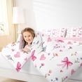 thumbnail image 3 of Erosebridal Girl Watercolor Ribbon Bedding Comforter Set 7 Pieces, Groovy Flower Full Bedding Set, White Pink, 3 of 7