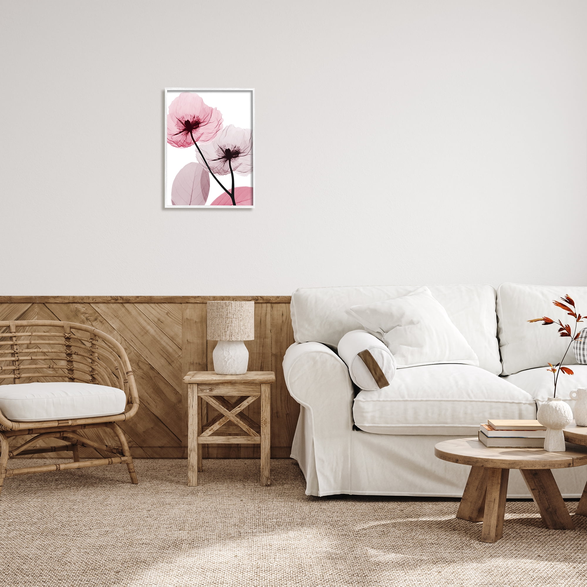 Stupell Industries Pink Poppy Flowers Botanical & Floral Painting White Framed Art Print Wall Art, 16 x 20