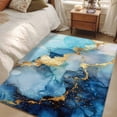 thumbnail image 5 of Gold Blue Marble Washable Area Rugs 3'x5', Luxury Gorgeous Ocean Abstract Modern Low Pile Throw Living Room Rug Non-Slip Sturdy Edge Binding Carpet for Indoor Entryway Bedside Kitchen, 5 of 9