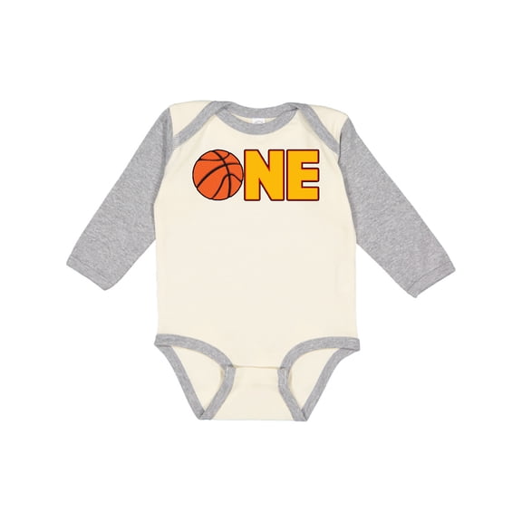 Inktastic One Basketball First Birthday Boys or Girls Long Sleeve Baby Bodysuit