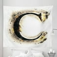 thumbnail image 1 of Letter C Tapestry, Letter C Flaming Backdrop Combusted Alphabet Paper Effect Writing, Fabric Wall Hanging Decor for Bedroom Living Room Dorm, 5 Sizes, Tan Black Yellow, by Ambesonne, 1 of 1