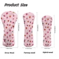 thumbnail image 6 of Uorisanigo Golf Headcovers for Fairway Woods Driver Hybrids 3 Pieces Pink Strawberry Print Golf Club Headcovers Set Cover Premium Leather Waterproof Driver Fairway(FW) Wood Hybrid(UT), 6 of 7