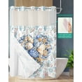 thumbnail image 2 of No Hook Shower Curtain with Snap in Liner, Summer Ocean Blue Seashell Starfish Coral Seaweed Hotel Shower Curtains for Bathroom, Washable Shower Curtain Liner Set with Mesh Top Window, 72”x78”, 2 of 6