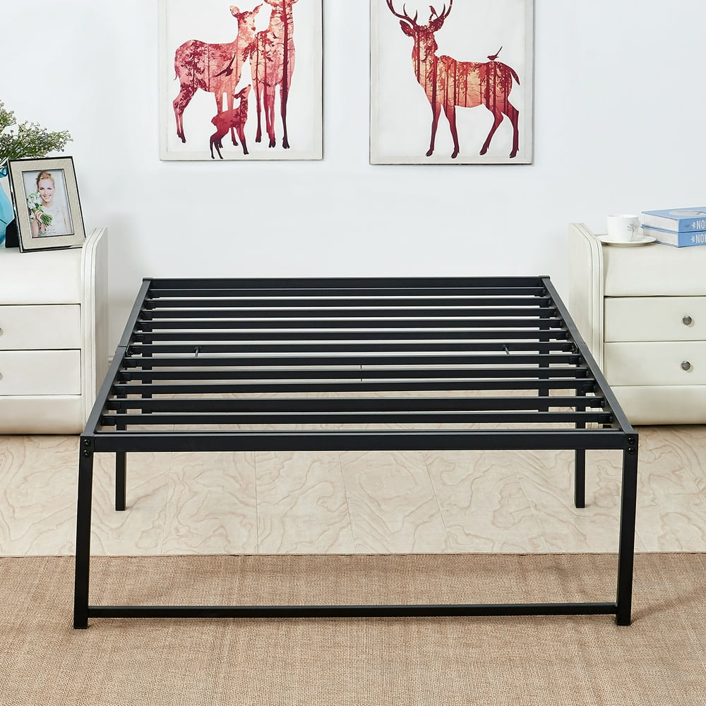 Metal Platform Bed Frame Twin Size Mattress Foundation,Optional for Box Spring Need,with Storage