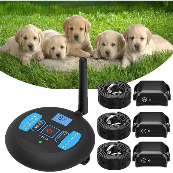 Wireless Dog Fence, Rechargeable Waterproof Shock Collar - Electric Pet Fence for Stubborn Dogs - Safe Effective No Randomly Over Correction - Boundary Fence System for All Dogs,for3dogs