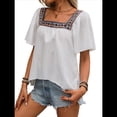 thumbnail image 1 of Camisas Mexicanas para Mujer, Estilo Bohemio, Bordadas, de Corta con Mariposa y Cuello Cuadrado, Blusas Holgadas. XL, 1 of 10