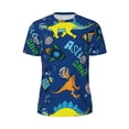 thumbnail image 5 of Wukai Dinosaur In Space Print Men's Short-Sleeved Mesh T-Shirt,Quick-Dry Short Sleeve Workout T-Shirt-X-Small, 5 of 8