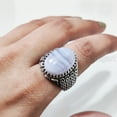 thumbnail image 5 of Blue Lace Agate Mens Ring, Silver Jewelry, 925 Silver Ring, Father's Day, AAA Natural Agate, Birthstone Ring, Heavy Mens Ring, Spiritual Healing Gemstone, Christmas, Plain Mens Ring, 5 of 7