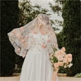 thumbnail image 2 of Floral Pink Flowers Embroidered Wedding Veil, Princess Short Face Blusher, 1-Layer Bridal Veil, 2 of 6