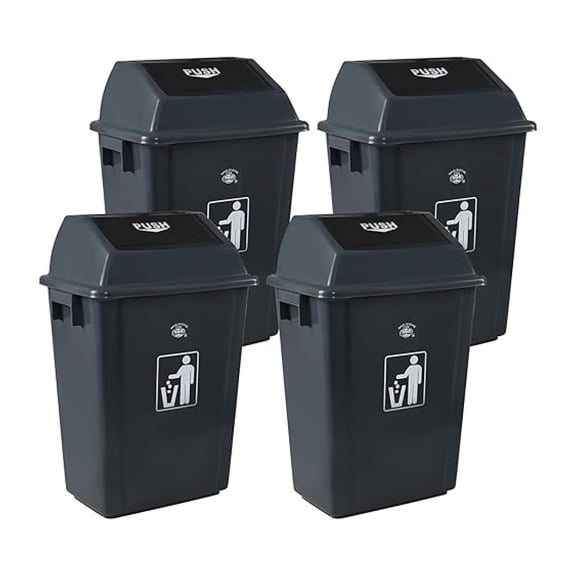 15 Gallon Kitchen Top Garbage Can, 4-Pack Plastic Top Lid Trash Can, Gray