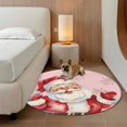 thumbnail image 2 of Round Rugs 3.3Ft, Pink Red Santa Christmas Round Area Rug Washable Indoor Throw Carpet, Xmas Snowflake Watercolor Soft Non Slip Circle Rug for Laundry Room Patio Home Decor Aesthetic, 2 of 8