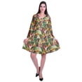 thumbnail image 2 of Moomaya Robe Courte Évasée Imprimée de Designer, Manches Longues, Tunique en Velours, Robes pour Femmes, 2 of 6