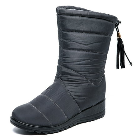 

Fashion Women Boots Winter Warm Snow Boots Thicken Waterproof Tassels Shoes women winter Women Boots Women Snow Boots warm Calf length thickened waterproof 41 Gray