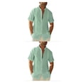 thumbnail image 2 of Minnieouse Camisa de hombre Casual manga corta transpirable reemplazo botón abajo Color sólido hogar Oficina viaje camisas verde Verde METRO 2piezas, 2 of 6