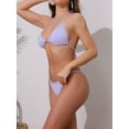thumbnail image 2 of DARING DIVA Women's 4 Piece Tie Knot Halter Ribbed Bikini Sets M Light Purple, 2 of 6