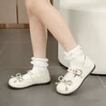 thumbnail image 3 of Owordtank Mary Jane Flat Shoes for Women Dressy Bowknot Square Toe Ballet Shoes with Strap, 3 of 5