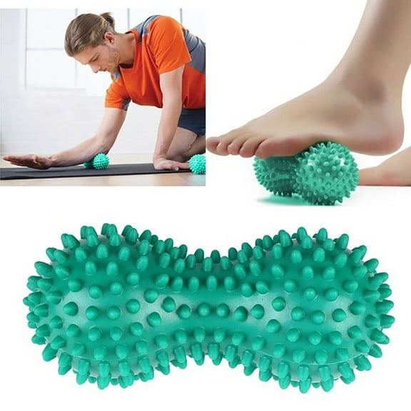 HEVIRGO Peanut Shape Yoga Fitness Spiky Massage Balls Stress Relief Self Massage Roller for Back Foot Neck Spine Shoulder Shysical Trigger Point Therapy, Deep Tissue Massager Tool Set