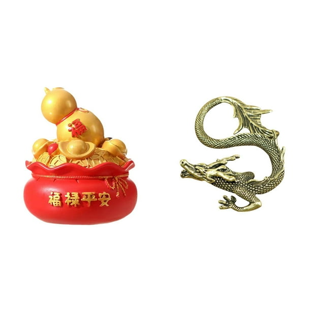 Escultura de escritorio,Estatua de la Cuenca del Tesoro,regalo de cumpleaños de Feng Shui,Escultura china,Minifigura china de latón para decoración de escritorio,Adorno de mesa en miniatura