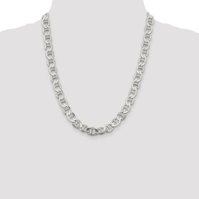 925 Sterling Silver Anchor Chain Styles Necklace 9.95 mm Flat 22