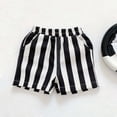thumbnail image 2 of BLTIBY Boys Girls Striped Shorts Toddler Baby Cotton Shorts Summer Lightweight Elastic Waisted Short Pants with Pockets Black 6-12 Months, 2 of 5