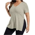 thumbnail image 2 of Soki Short Sleeve T Shirts for Women V-Neck Plus Size Pullover Tops Blouses, 2 of 8